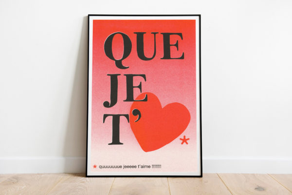 Houndstooth - Affiches Mots doux - Que je t&#039;aime