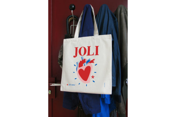 Pied de poule - Tote bag Mots doux - Joli coeur